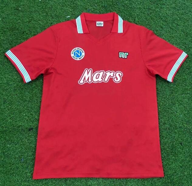 1988-89 Napoli Retro Red Away Kit Soccer Jersey